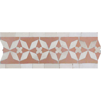Mosaic House Moroccan tile Diamond 21-1 Pink White  zellige, mosaic, zellij, border, glaze, classic 